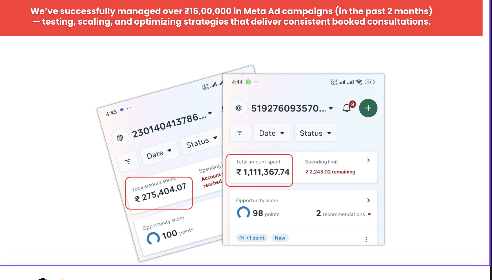 Meta ads additional campaign results multiple clients AdsHive Media